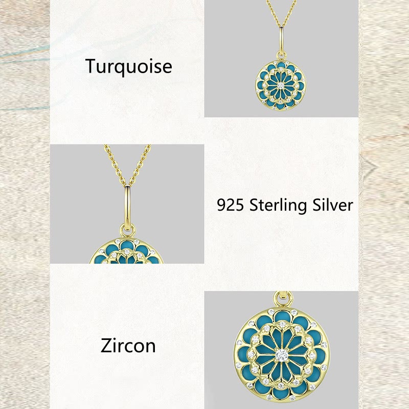 KarmaRipple's 925 Sterling Silver Round Turquoise Zircon Protection Strength Pendant Necklace p8
