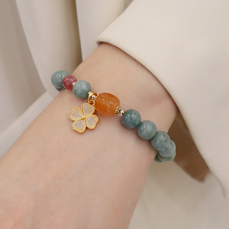 KarmaRipple's Jade Four Leaf Clover Talisman Prosperity Bracelet p8