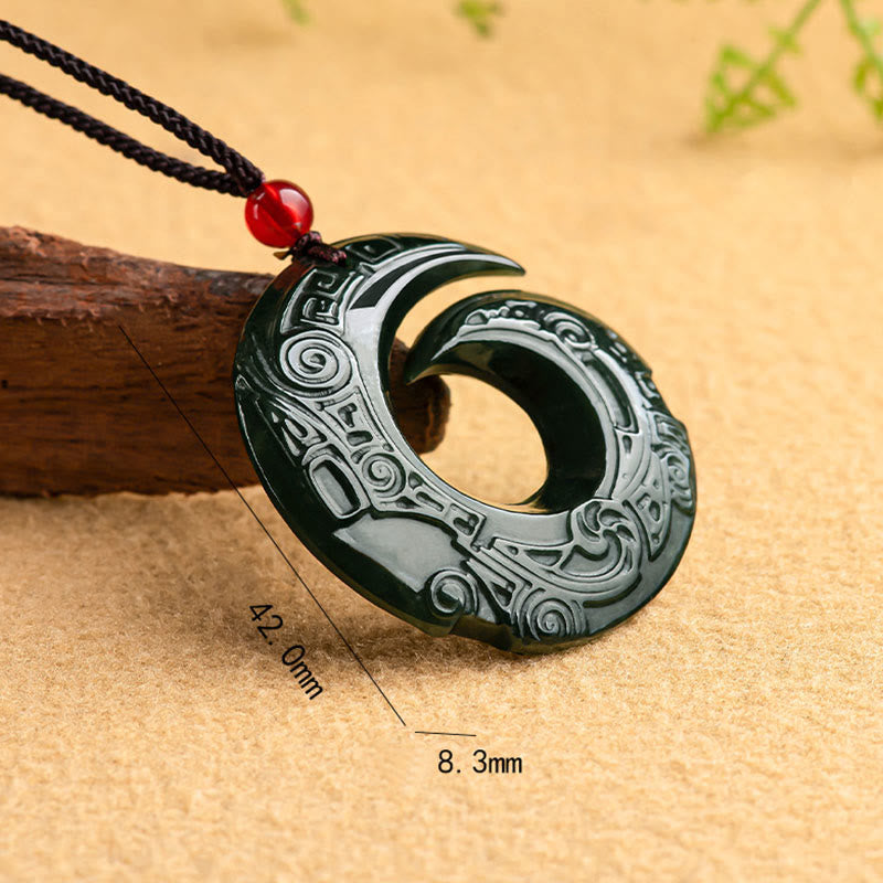 KarmaRipple's One's Fortune Improves Design Patern Authentic Hetian Cyan Jade Success Pendant Necklace p8