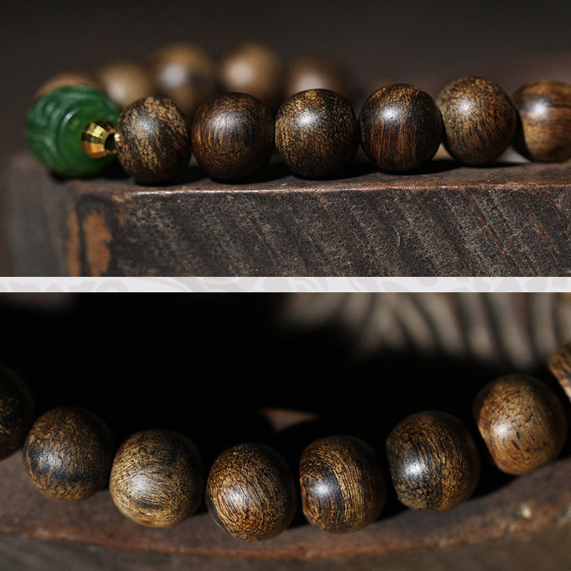 KarmaRipple's 999 Gold Brunei Agarwood Cyan Jade Lotus Flower Peace Strength Bracelet p17
