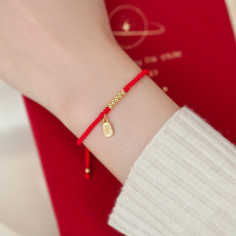 KarmaRipple's Handmade Fu Character Talisman Fortune Fortune Rope Bracelet p4