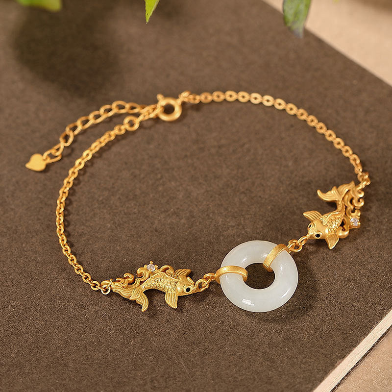 KarmaRipple's Ivory Jade Koi Fish Prosperity Bracelet p1