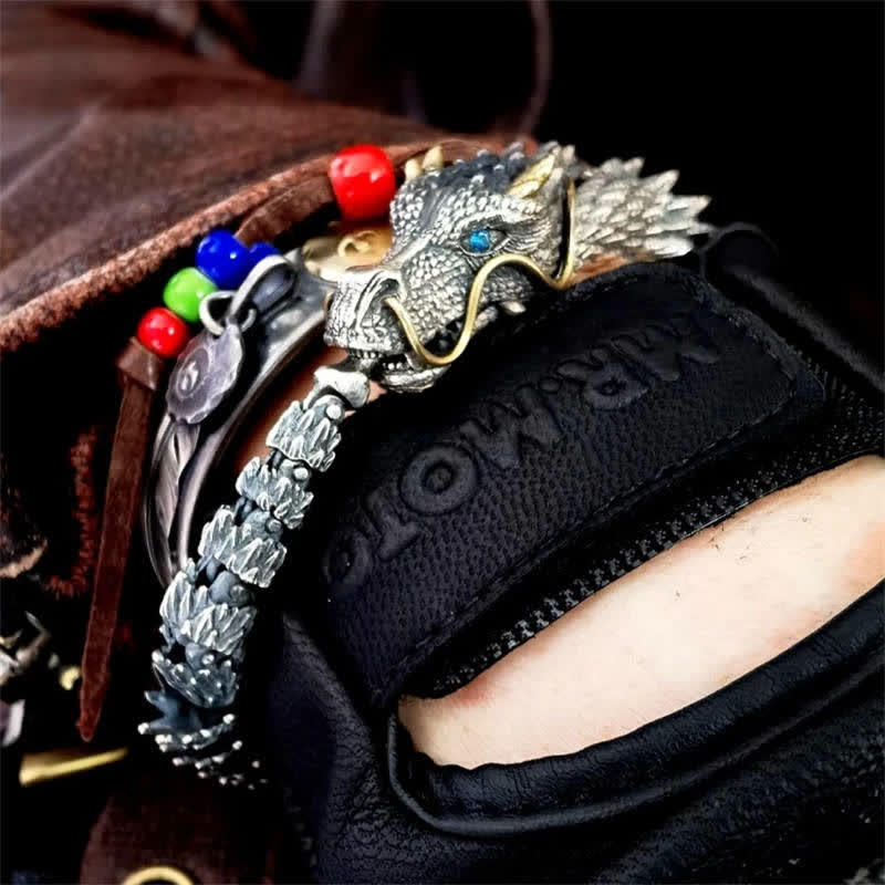 KarmaRipple's Nordic Dragon Handmade Amulet Fortune Protection Chain Bracelet p12