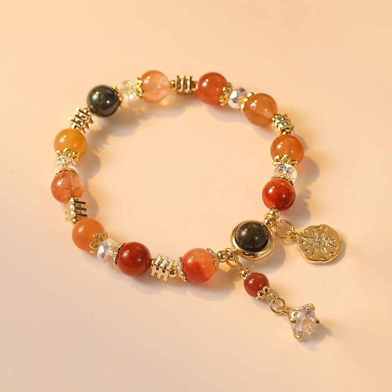 KarmaRipple's Authentic Multicolored Rutilated Quartz Eight-pointed Star Flower Wealth Bracelet p1