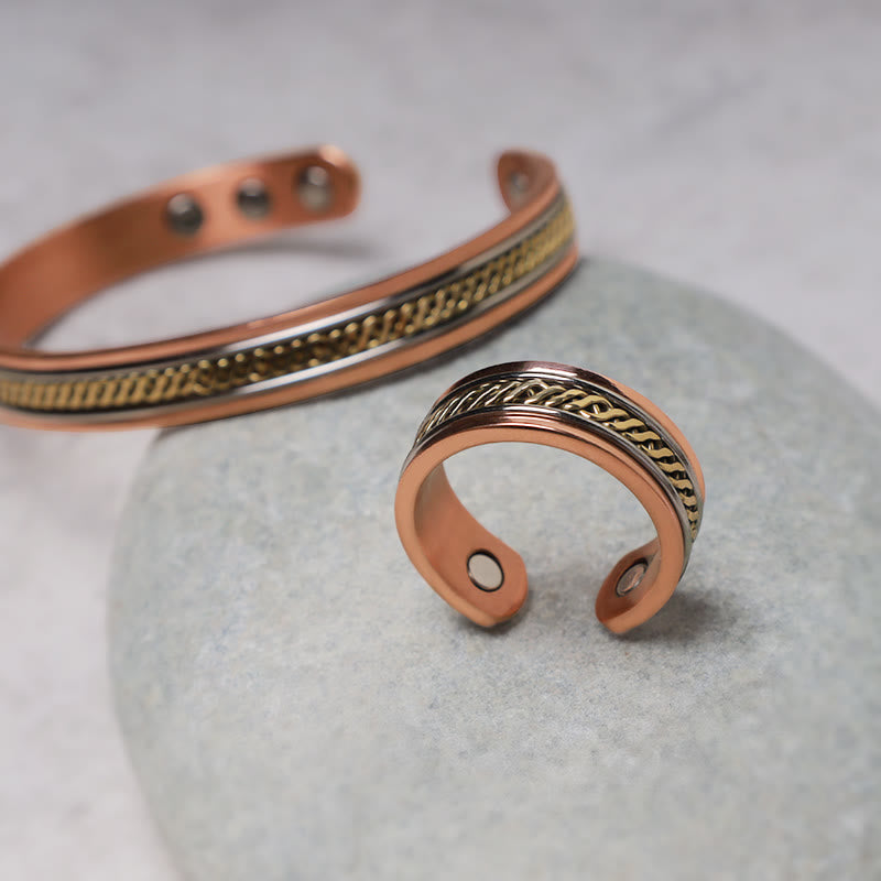KarmaRipple's Magnetic Bronze Balance Adjustable Cuff Bracelet Bangle Ring p7