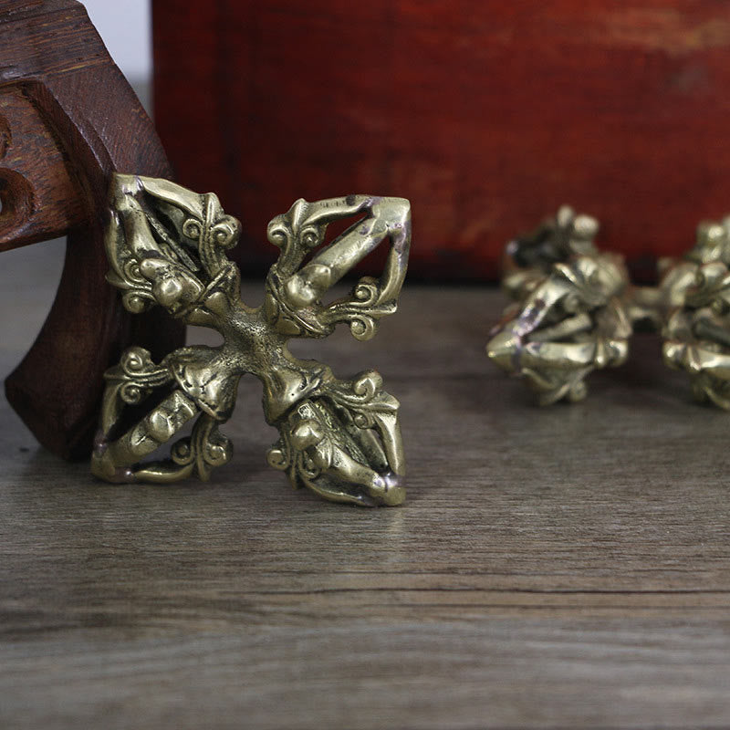 KarmaRipple's Nepal Handmade 5 Prong Double Dorje Bronze Strength Vajra p3