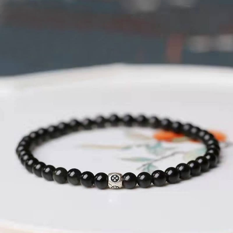 KarmaRipple's Authentic Black Obsidian Smoky Quartz Purification Strength Bracelet p1