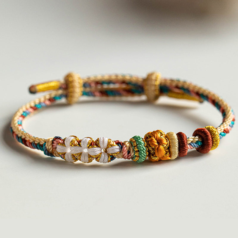 KarmaRipple's Handmade Dunhuang Color Peach Blossom Pattern Braid String Bracelet p4