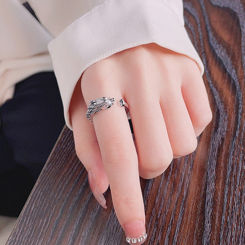 KarmaRipple's 925 Sterling Silver Year Of The Dragon Fortune Protection Adjustable Metal Ring p5