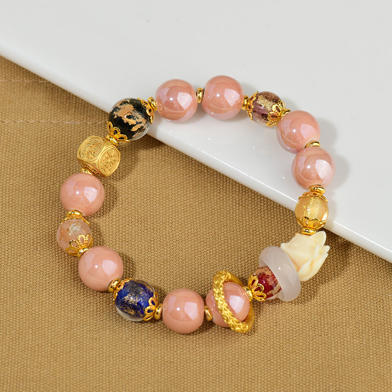 KarmaRipple's Tibetan Incense Ash Liuli Glass Bead Fortune Protection Nine Tailed Fox Bracelet p1