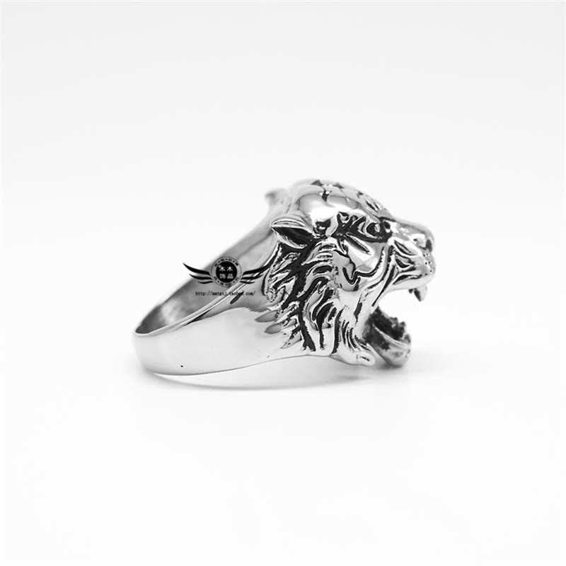KarmaRipple's Men's Animal Tiger Head Titanium Steel Balance Calm Punk Rock Biker Ring p10