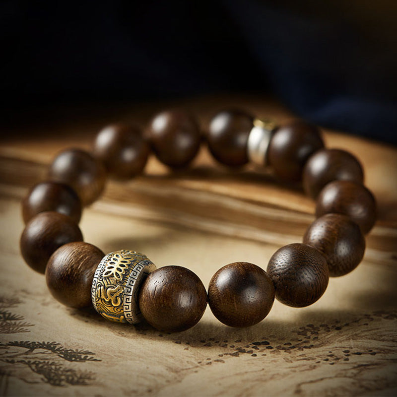 KarmaRipple's Chinese Zodiac Natal Buddha Kalimantan Agarwood Om Mani Padme Hum 925 Sterling Silver Bracelet p10