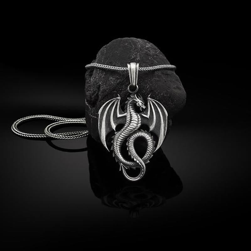 KarmaRipple's Pure Tin Dragon Fortune Success Pendant Necklace p1