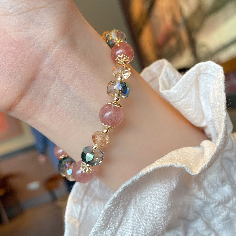 KarmaRipple's Authentic Strawberry Quartz Colorful Gemstone'sitive Bracelet p12