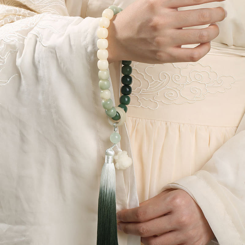 KarmaRipple's Authentic Gradient Bodhi Seed Fortune Money Bag Lotus Wisdom Tassel Wrist Mala p4