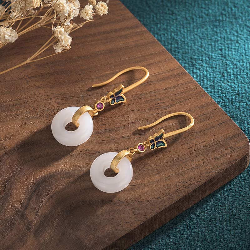 KarmaRipple's FengShui Ivory Jade Butterfly Fortune Earrings p3