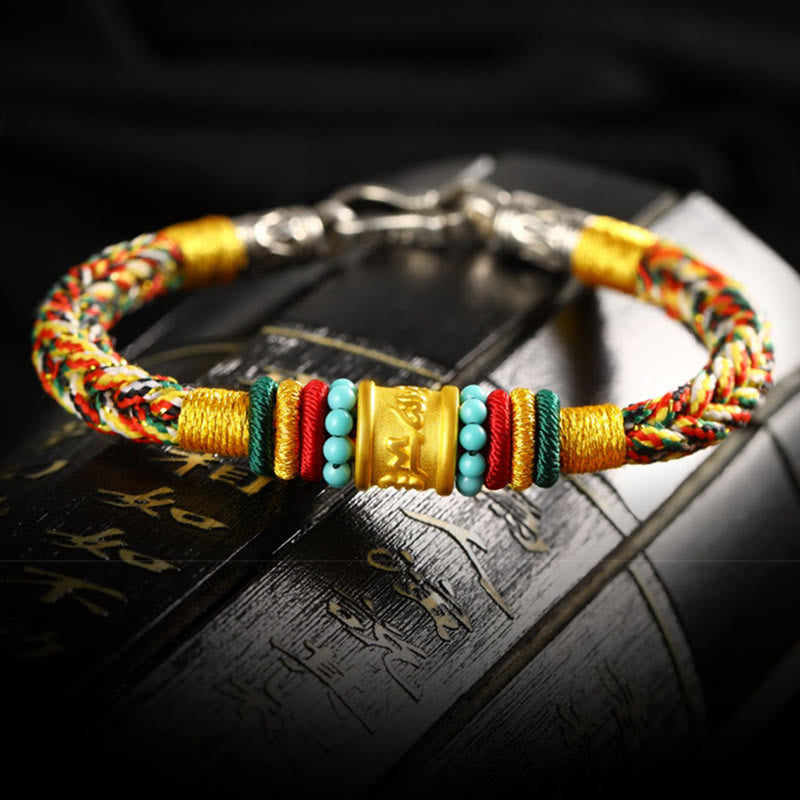 KarmaRipple's Tibet 999 Gold Om Mani Padme Hum Handmade Eight Thread Peace Weave Fortune Bracelet p17