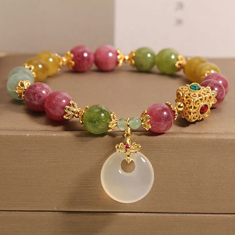 KarmaRipple's Colorful Tourmaline Peace Buckle Talisman Wisdom Bracelet p1
