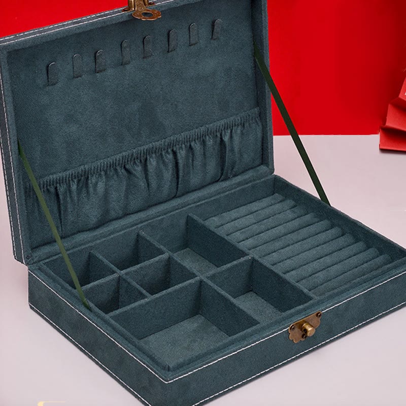 KarmaRipple's Simple Design Jewelry Box Organizer Single Layer Flannel Jewelry Storage Box With Lock p11