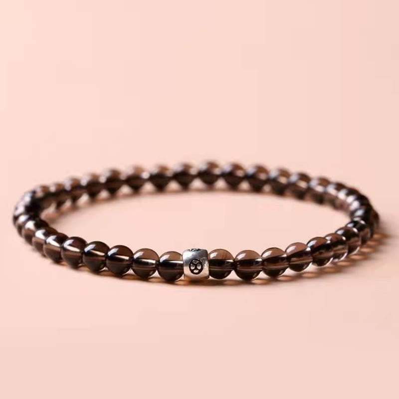 KarmaRipple's Authentic Black Obsidian Smoky Quartz Purification Strength Bracelet p22
