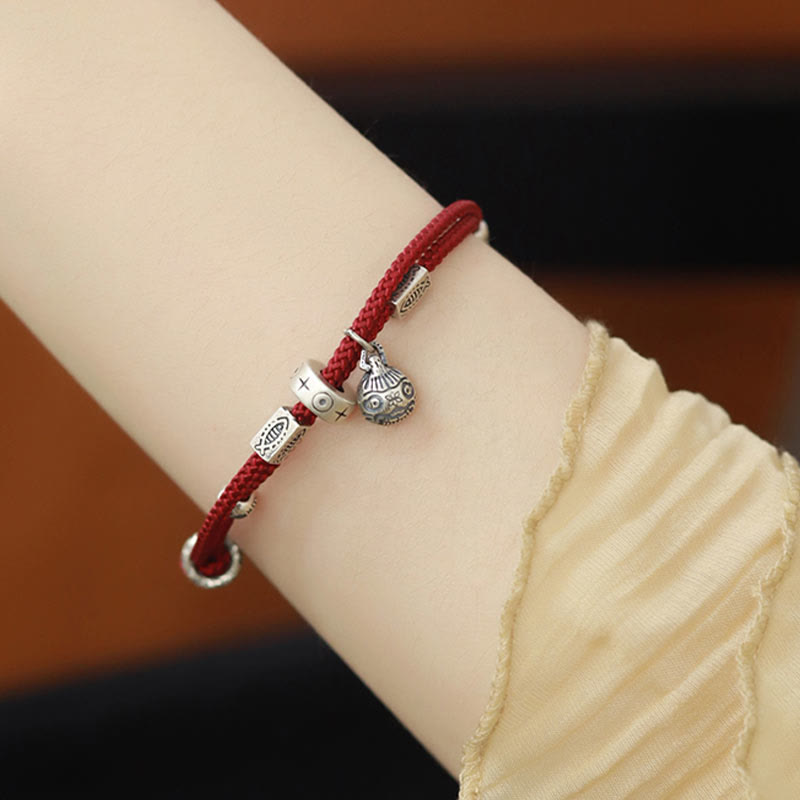 KarmaRipple's 925 Sterling Silver Gold Swallowing Beast Koi Fish Wealth Handcrafted Woven Bracelet p6