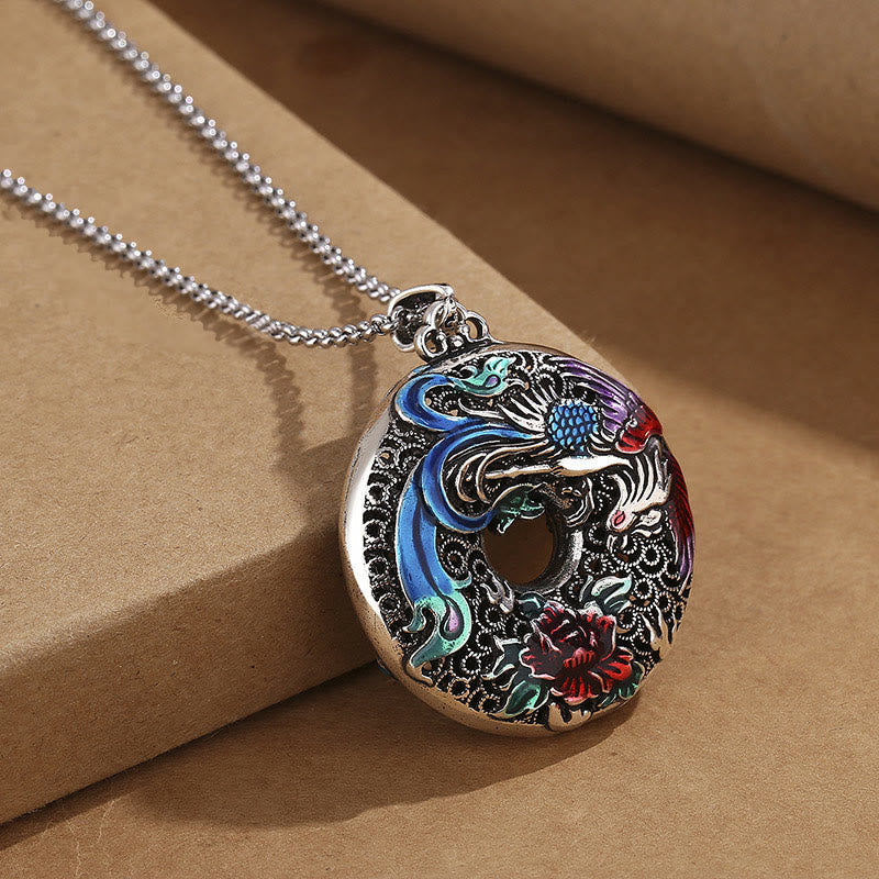 KarmaRipple's Phoenix Peony Flower Fortune Protection Pendant Necklace p8