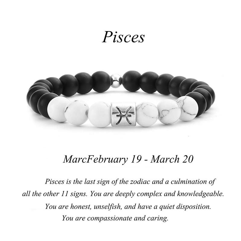 KarmaRipple's 12 Constellations of the Zodiac Authentic Frosted Stone Ivory Turquoise Bead Fortune Bracelet p2