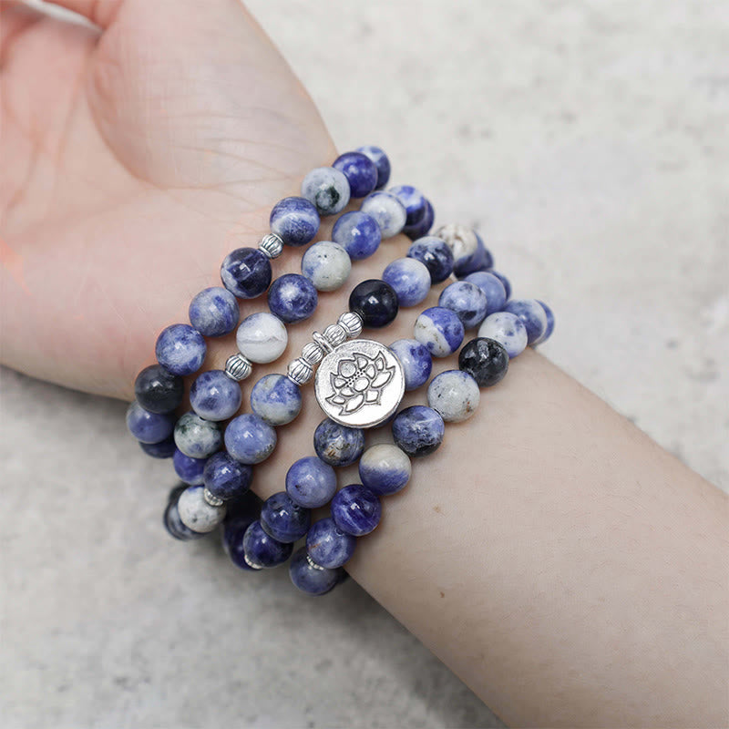 KarmaRipple's Authentic Blue Aventurine Lotus Peace Pendant Bracelet p4