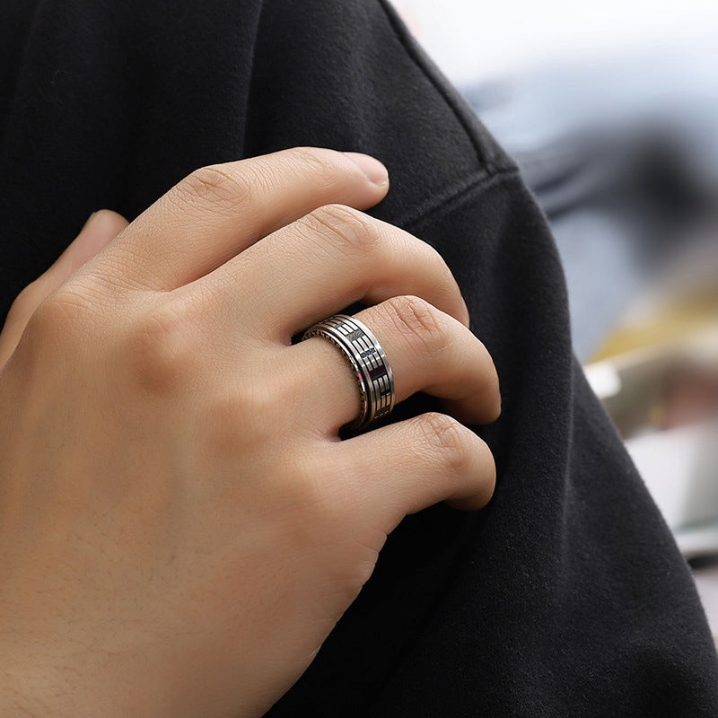 KarmaRipple's Bagua Yin Yang Titanium Steel Balance Rotatable Ring p3