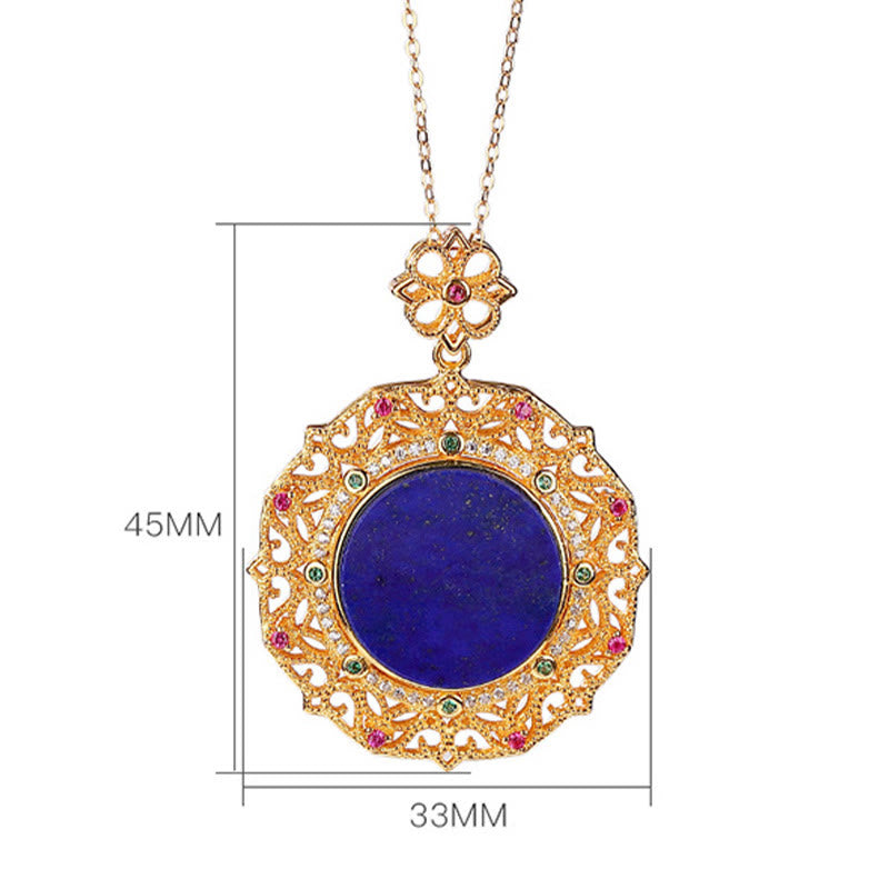 KarmaRipple's 925 Sterling Silver Plated Gold Lazurite Positive Pendant Necklace p6