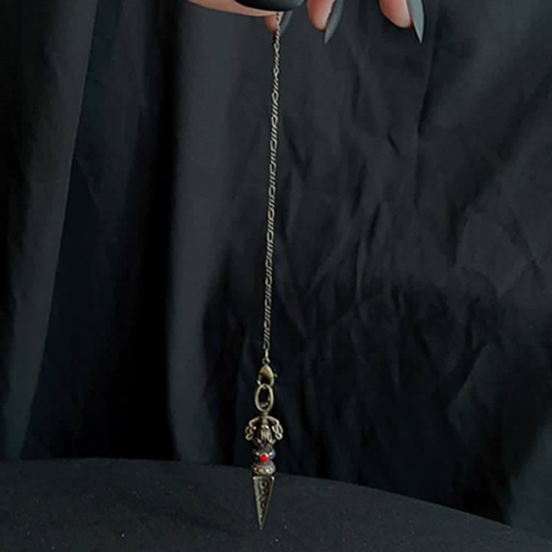 KarmaRipple's Pentagram Eye of God Feather Hamsa Bronze Balancing Pendant Necklace Pendulum p16