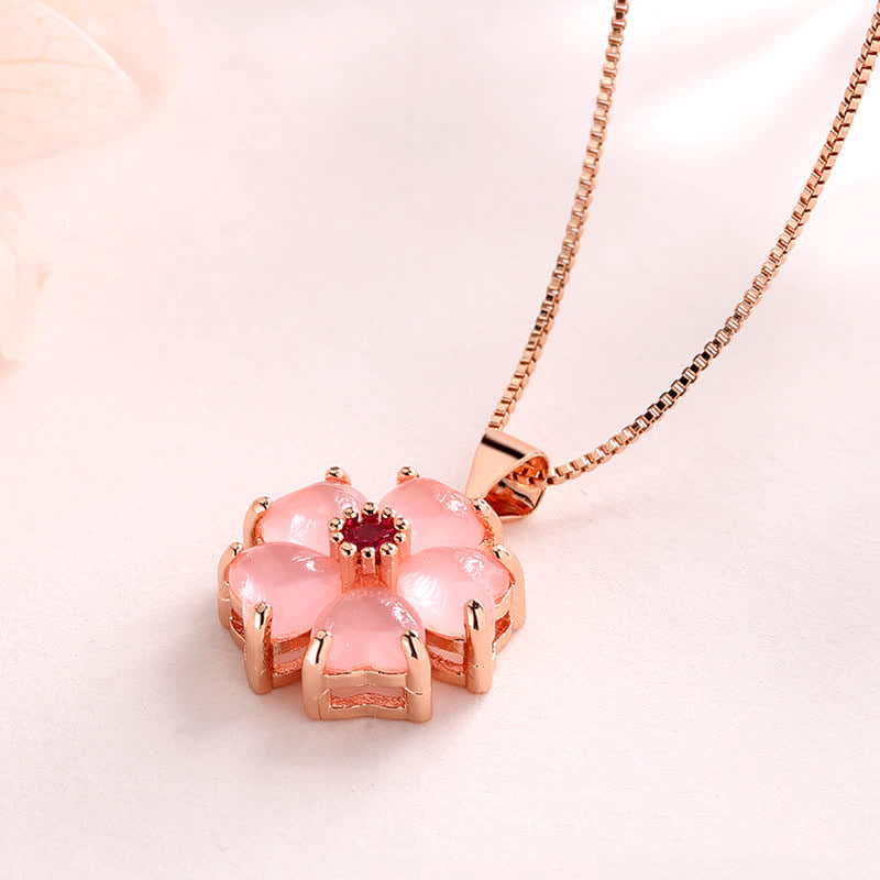 KarmaRipple's Pink Gemstone Love Heart Flower Soothing Pendant Necklace p4