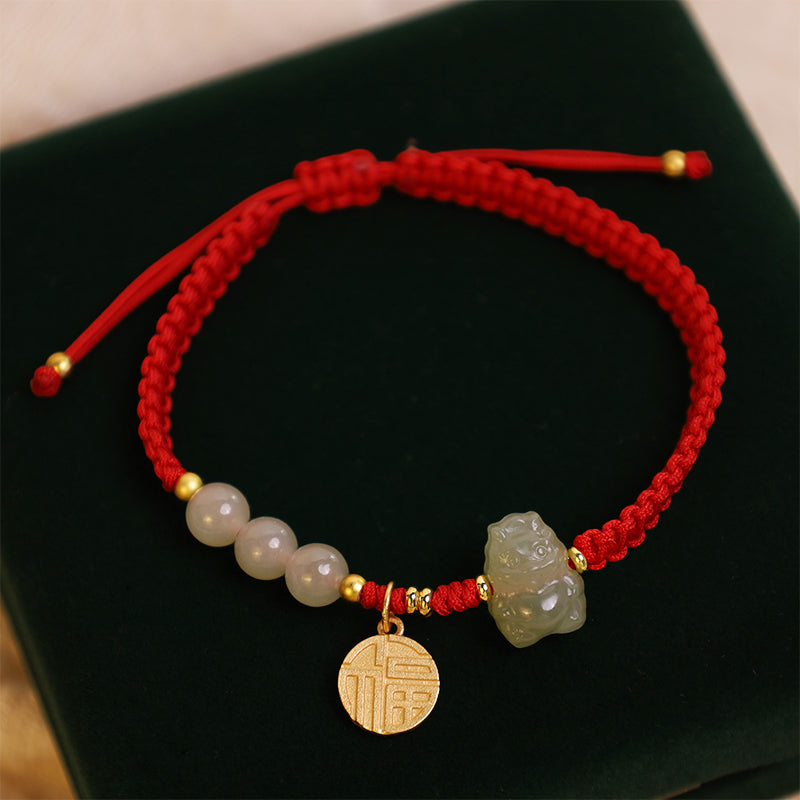 KarmaRipple's ???A Flash Sale- Year of the Dragon 925 Sterling Silver Hetian Jade Fu Character Fortune Bracelet p4