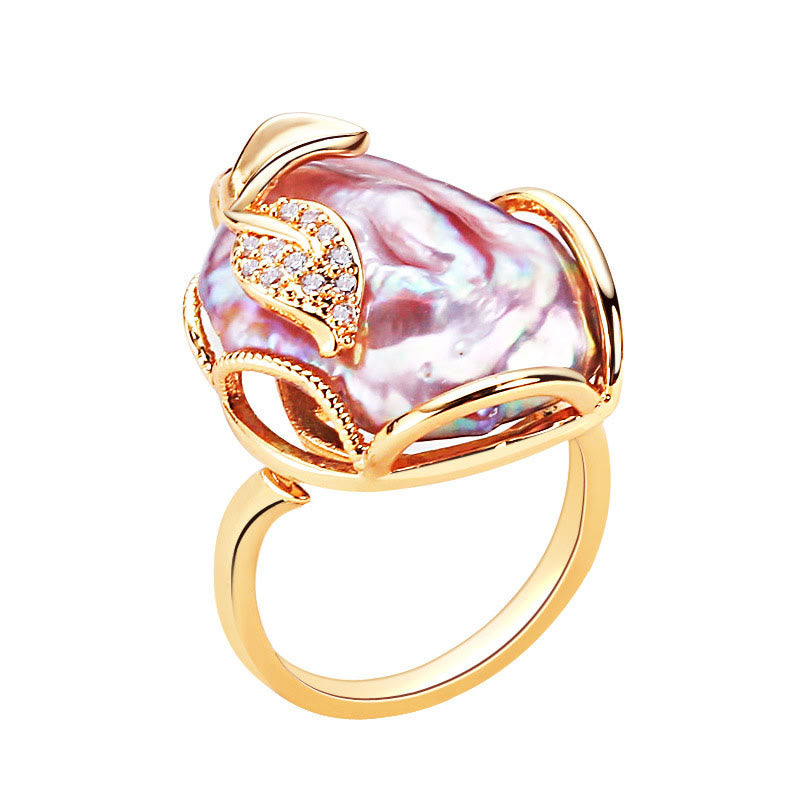 KarmaRipple's Pearl Bronze Plated Gold Flower Happiness Wealth Ring p9