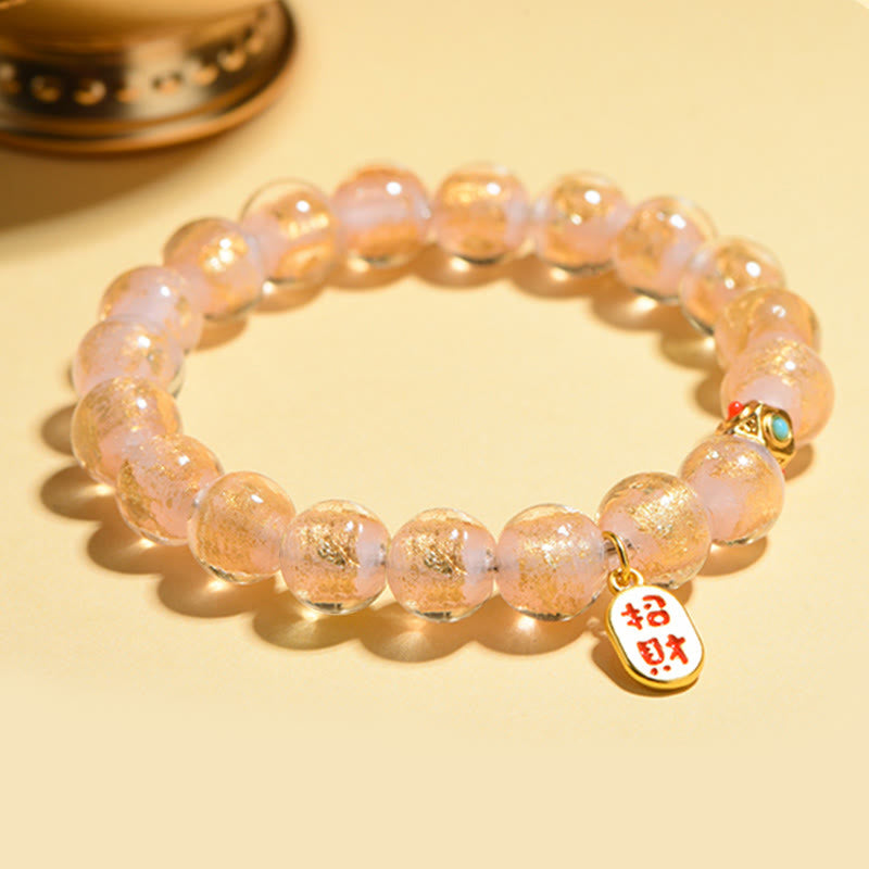 KarmaRipple's Tibetan Incense Ash Liuli Glass Bead Fortunate Fortune Fu Character Talisman Bracelet p4