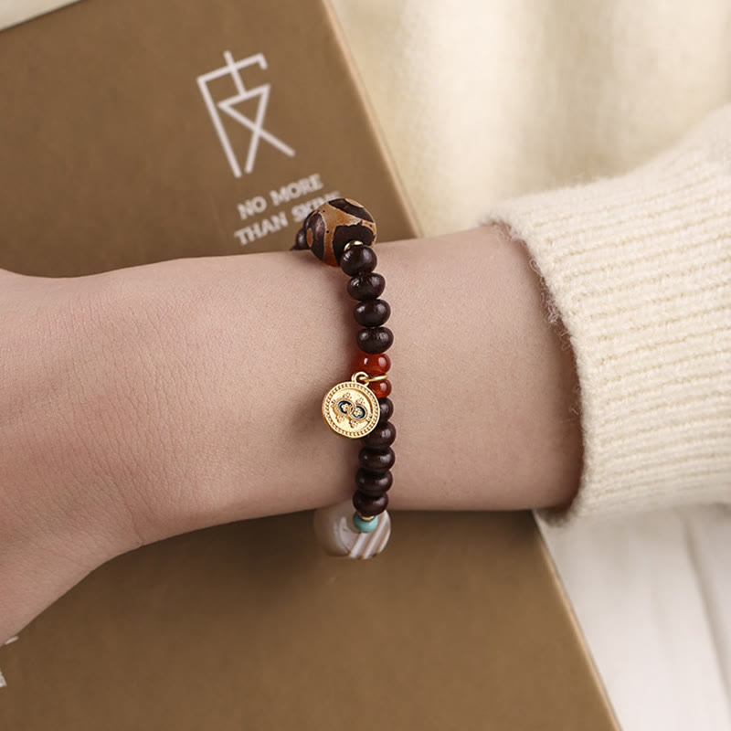 KarmaRipple's Authentic Tibet Purple Bodhi Seed Dzi Bead God of Wealth Wisdom Bracelet p12
