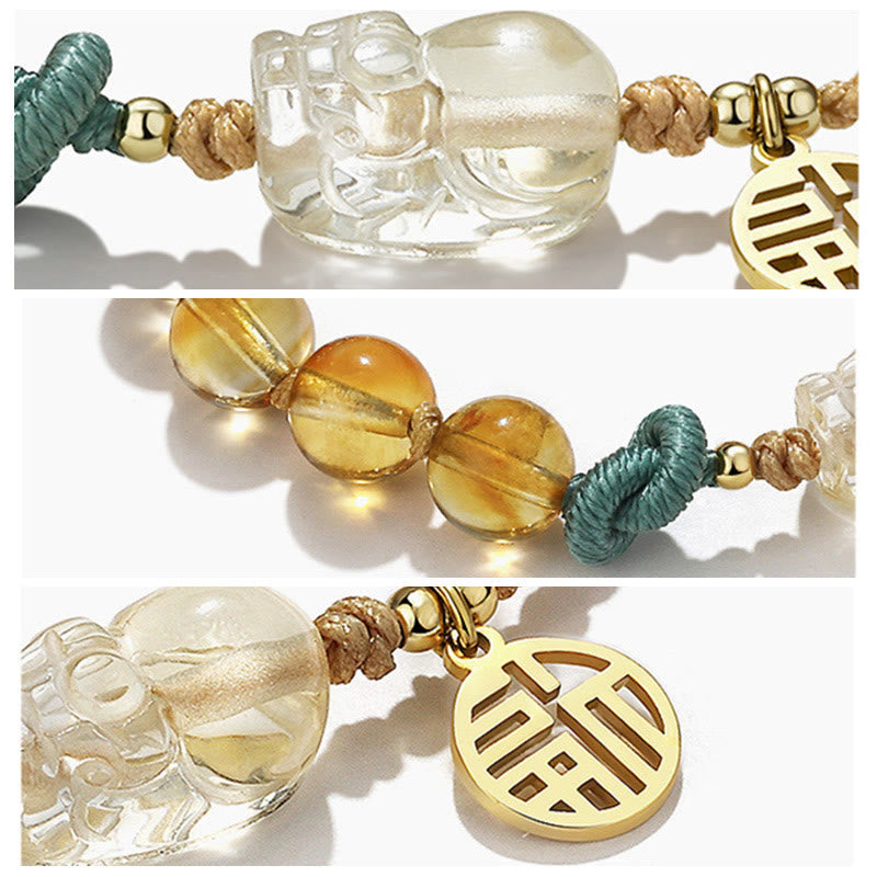 KarmaRipple's Citrine PiXiu Fu Character Prosperity String Woven Bracelet p3