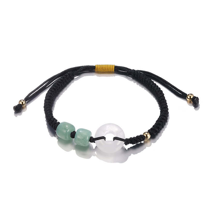 KarmaRipple's 2Pcs Green Aventurine Ivory Jade Peace Buckle Fortune Woven Pair Bracelet p8