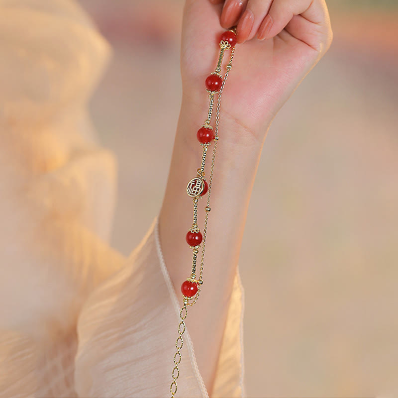KarmaRipple's Red Agate Fu Character Talisman Self-acceptance Bracelet p9