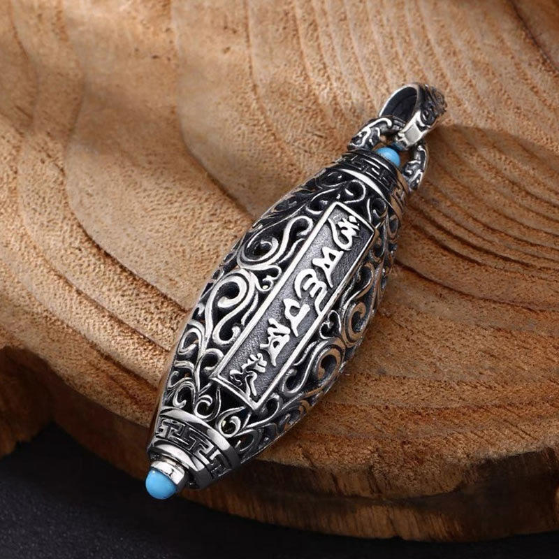 KarmaRipple's Tibetan Om Mani Padme Hum Nine-Eye Dzi Bead Pattern Peace Purity Rotatable Pendant Necklace p5
