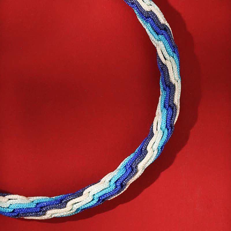 KarmaRipple's 925 Sterling Silver Handmade Gourd Blessing String Reincarnation Weave Bracelet p9