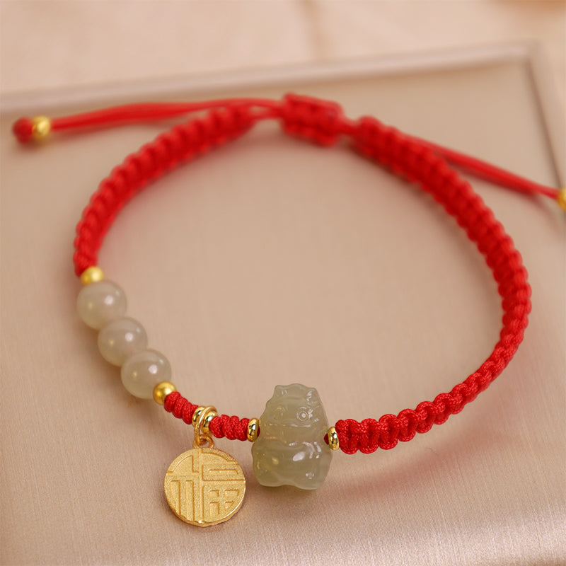 KarmaRipple's ???A Flash Sale- Year of the Dragon 925 Sterling Silver Hetian Jade Fu Character Fortune Bracelet p6