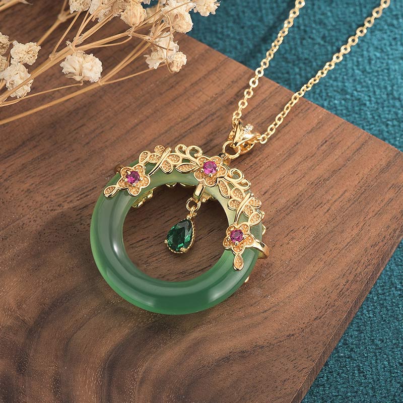 KarmaRipple's Authentic Round Cyan Jade Balancing Pendant Necklace p3