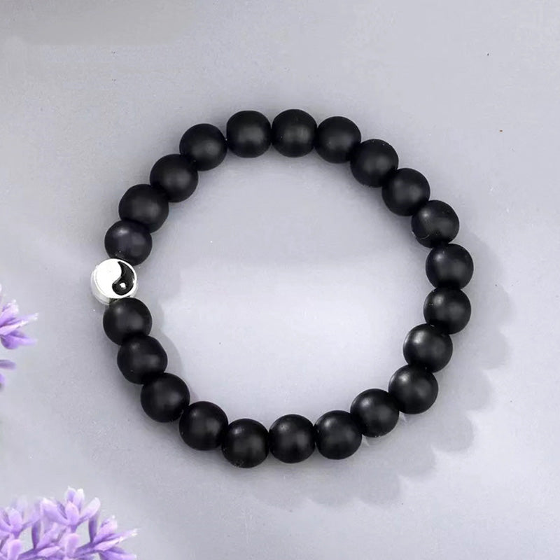KarmaRipple's 3pcs Authentic Ivory Turquoise Frosted Stone Bead Yin Yang Wealth Bracelet p9