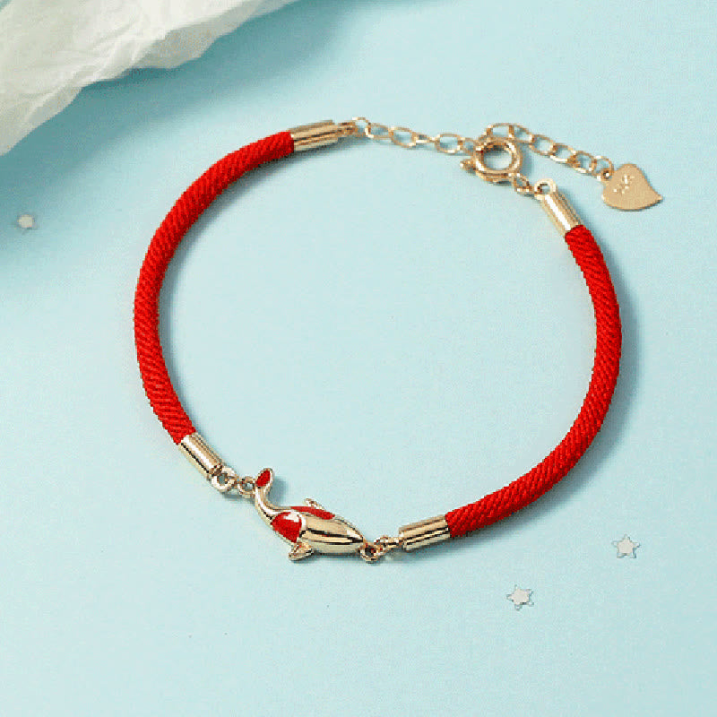 KarmaRipple's Bronze Koi Fish Wealth Pendant Necklace Red Rope Bracelet Earrings Set p5