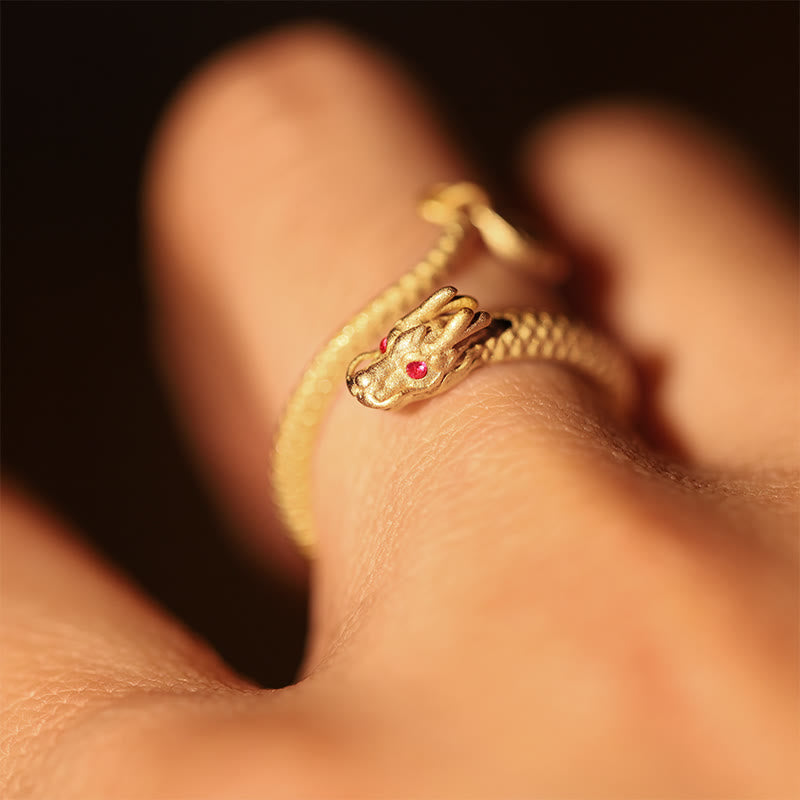 KarmaRipple's 925 Sterling Silver Vintage Year of the Dragon Fortune Protection Strength Adjustable Ring p8