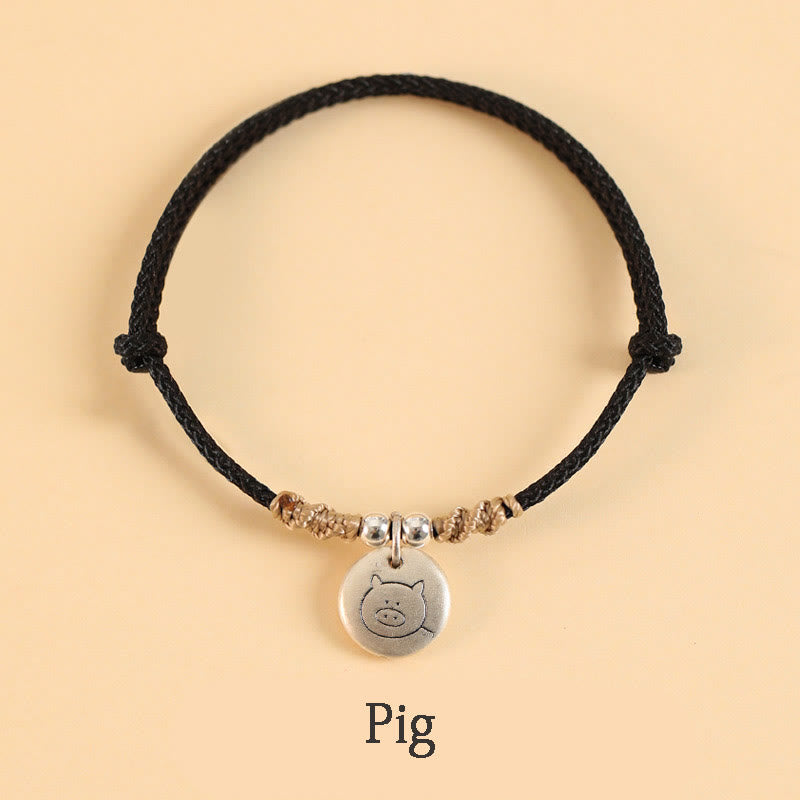 KarmaRipple's Handmade 999 Sterling Silver Year of the Dragon Cute Chinese Zodiac Fortune Woven Bracelet ( p69