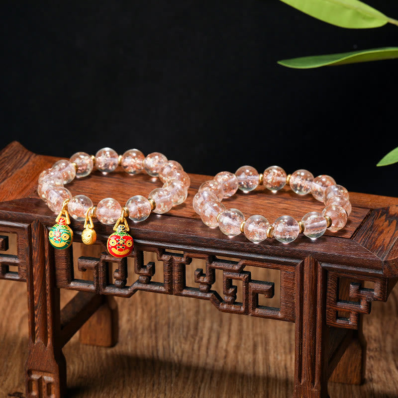 KarmaRipple's Gold Swallowing Beast Family Talisman Luminous Fluorescent Liuli Glass Bead Success Bracelet p19