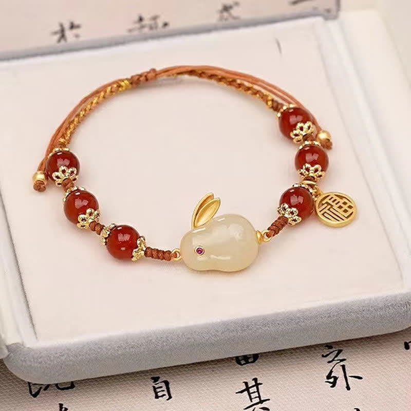 KarmaRipple's Year of the Rabbit Red Agate Jade Bunny Confidence String Bracelet p9