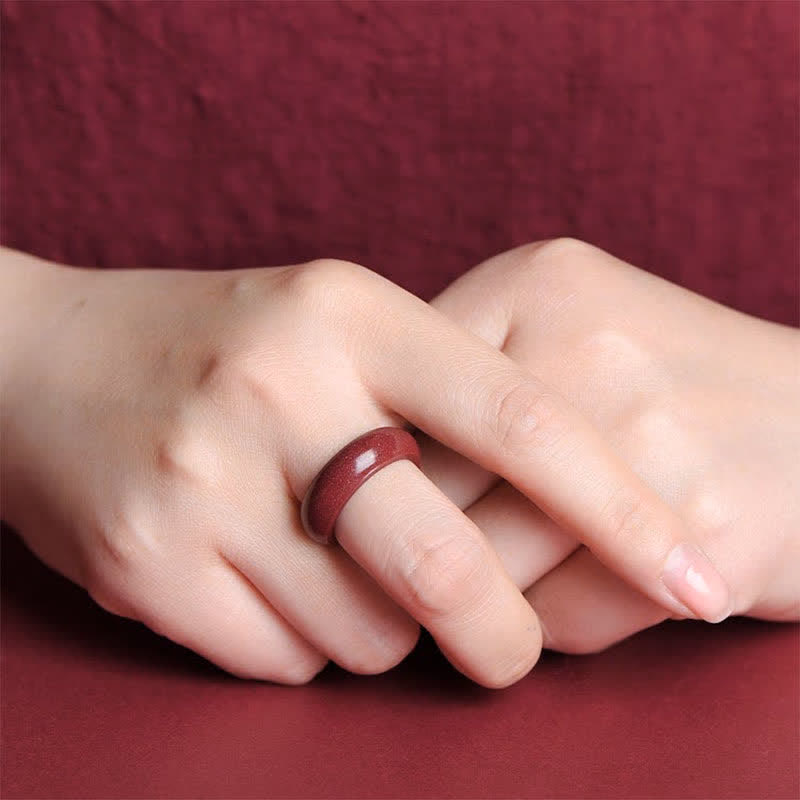 KarmaRipple's Cinnabar Om Mani Padme Hum Auspicious Clouds Blessing Ring p5